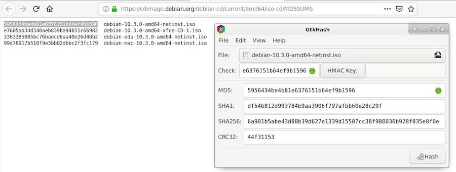 GtkHash : verifying the MD5 checksum
