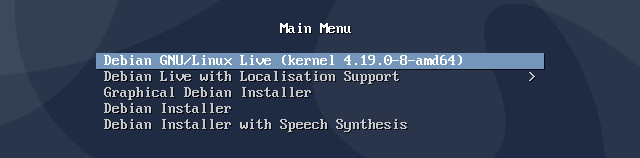 Launching Debian Live session