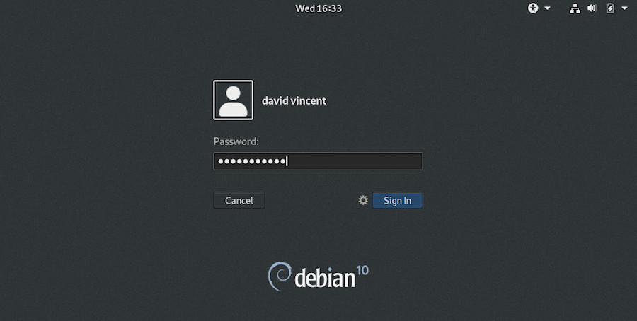 Debian: login screen